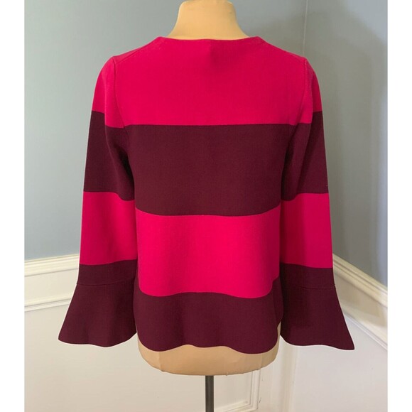 Ann Taylor Bell Sleeve Sweater Womens L Pink Color‎ Block Striped Pullover - Picture 3 of 12